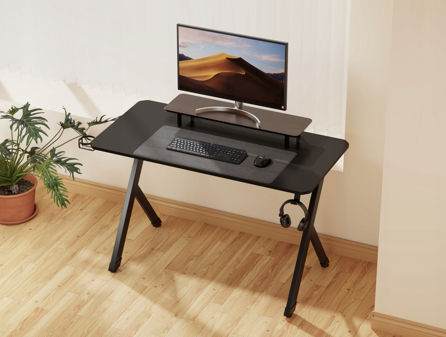 Biurko Gamingowe 120 cm Czarne Carbon