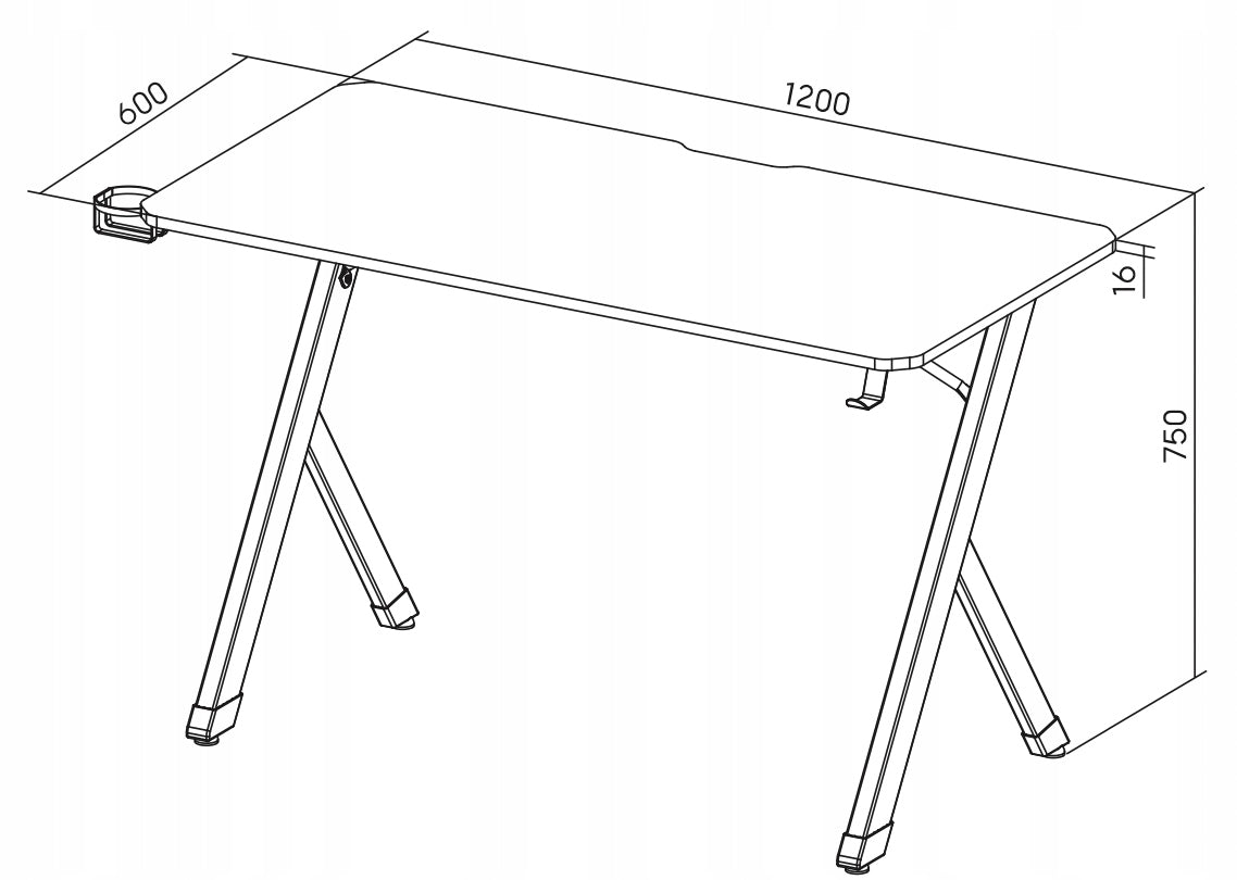 Biurko Gamingowe 120 cm Czarne Carbon
