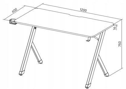 Biurko Gamingowe 120 cm Czarne Carbon