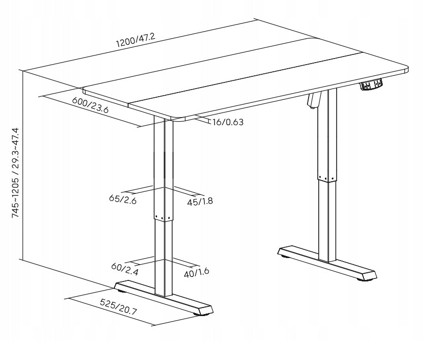 Biurko Elektryczne Regulowane 120 cm Czarne